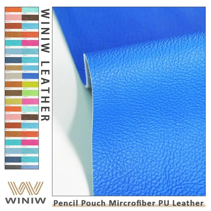 0.6mm Environmental Friendliness Microfiber Faux Leather Fabric Pencil Pouch