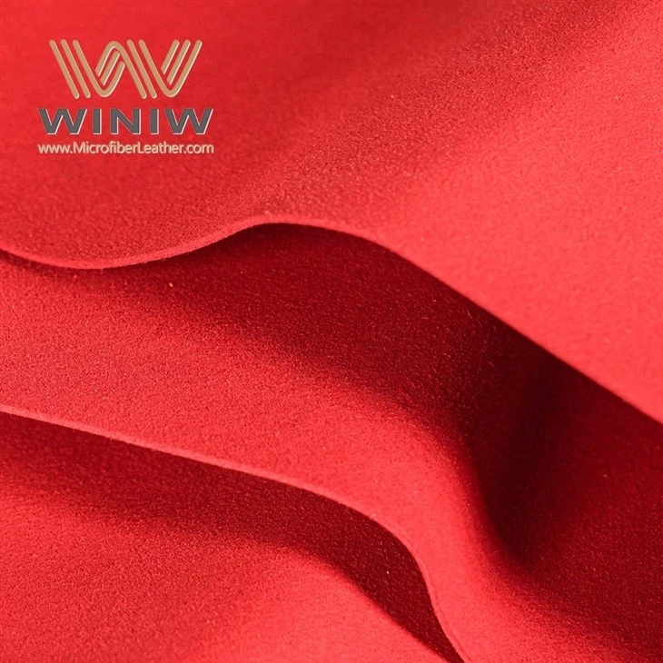 Red Microfiber Faux Suede Leather Material For Automotive Interior
